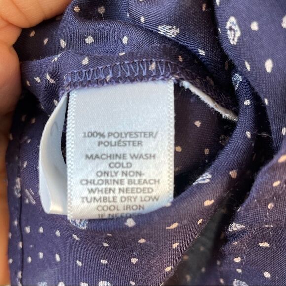 LOFT Sheer Navy Blue Button Down Top Size L EUC - Picture 6 of 6